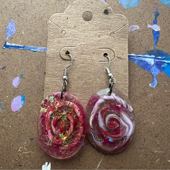 Red Funky Earrings - Picture 1 of 3